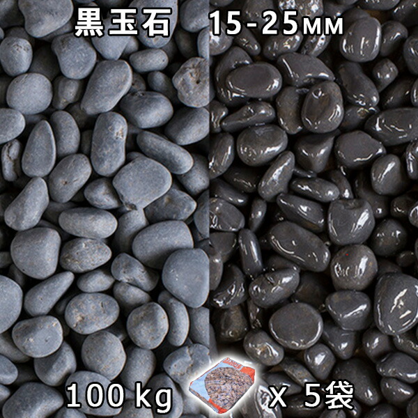 砂利 石庭 庭石 化粧砂利 黒玉石（マットブラック） 5分（15-25mm） 5袋セット/計約100kg 法人宛 又は 個人様支店止め 代引・時間指定不可 敷き砂利 花壇 アクアリウム テラリウム ビオトープ 池