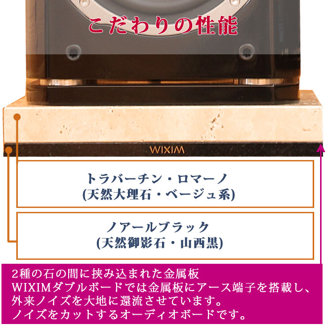 大理石オーディオボードトラバーチン×ノアールブラック ダブル ...