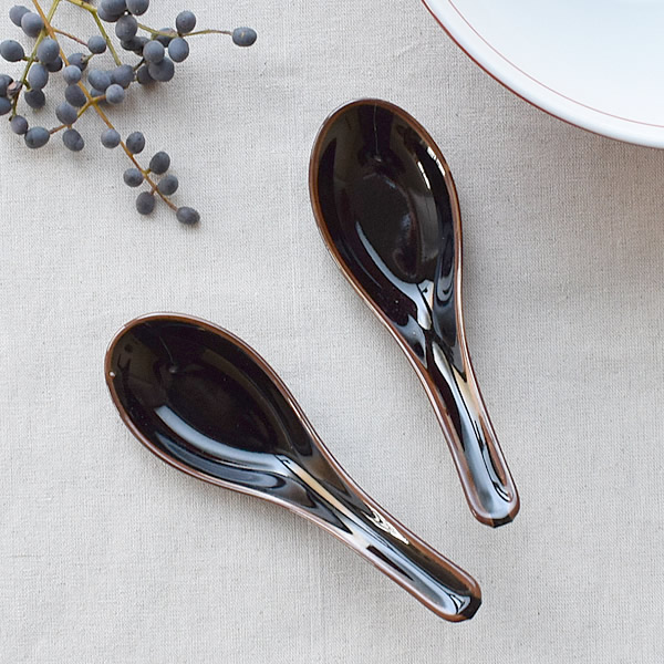 食器 レンゲ おしゃれ アウトレット カトラリー カフェ風 スプーン モダン 和食器 天目レンゲ 瀬戸焼 人気ブランドを スプーン