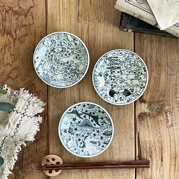 食器 小皿 おしゃれ 和食器 モダン 美濃焼 プレート 薬味皿 醤油皿 漬物皿 いきものずかん アウトレット カフェ風 なかま小皿