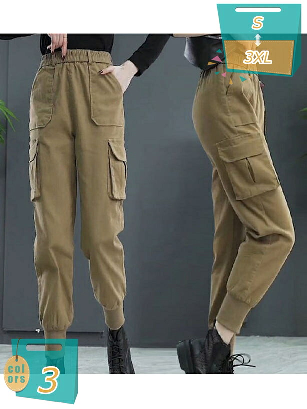 1000円OFFクーポン カーゴパンツ レディース 春秋 ウエストゴム 無地 大きいサイズ ロングパンツ ゆったり ジョガーパンツ ダンス衣装 ヒップホップ ストリート カジュアル ポケット付き ストリート系 長ズボン 普段 脚長 おしゃれ mi-ya-bi｜miyabicompany