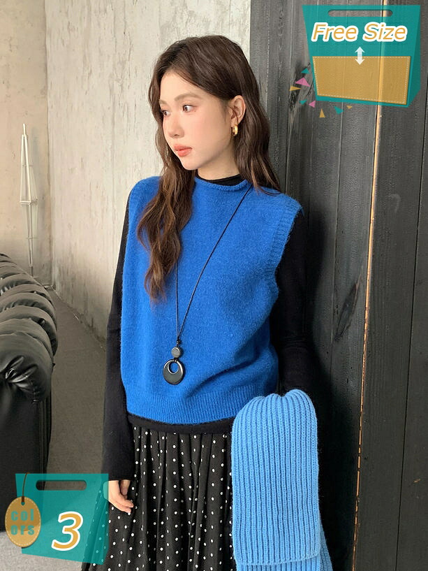 編み物より良い レディース ベスト 執務室 心地よい ジレ スウェーター ノースリーブ ゆったり 花の冠yd より良い 春 秋 袖なし 無地 厚地の外套 キャミソール 愛くるしげ 遊撃手丈 肋材 貯蔵タンクいの一番 流行り物 オシャレ 丸首 mi-ya-ビスマス
