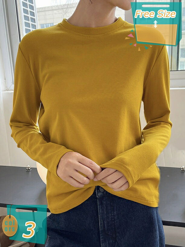 1000円OFFクーポン クルーネック tシャツ レディース 裏起毛 長袖 トップス 無地 重ね着 防風 保温 やさしい肌ざわり きれいめ おしゃれ インナー カットソー ファッション ティーシャツ プルオーバー ゆったり 体型カバー 高伸縮 柔らか 上着 mi-ya-bi｜miyabicompany