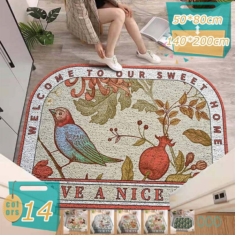 北欧風 玄関マット 泥落とし 屋外 屋内 PVC ビニール おしゃれ フラワー フロアマット ドアマット 大判 室外 室内 店舗用品 洗える 雨 雪 業務用 家庭用 インテリア エントランスマット マット 滑り止めマット カット可能 mi-ya-bi