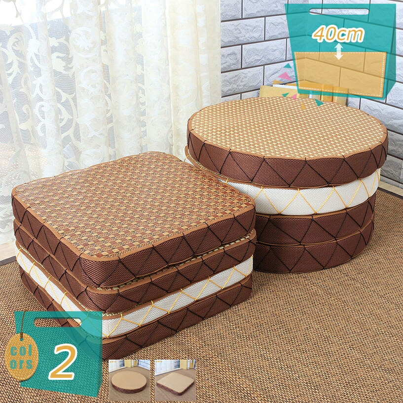 1000円OFFクーポン 直径40cm 座禅を組む 藤編 草編 フロアクッション 座布団 おしゃれ クッション ラウンドクッション 大きい インテリア 円形クッション 蒲団 丸型 畳 座布団 丸座布団 和室 ギャザー チェアクッション 床 座る 座れる 椅子クッシ mi-ya-bi｜miyabicompany