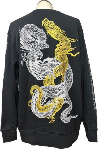 【即配ブラック４Ｌ(3XL)サイズ】 和柄トレーナー「双竜」
