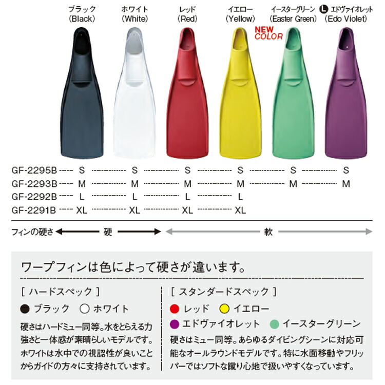 新品 2022年製造モデル 最強フィン ガル GULL ワープフィン L/XLサイズ 