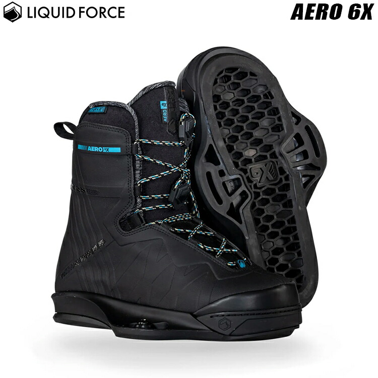 [ LIQUID FORCE ] リキッドフォース 2024年真似形 AERO 6X BLACK エアロ 6X 黒いこと ウエイクボード用ブーツ ビンディング