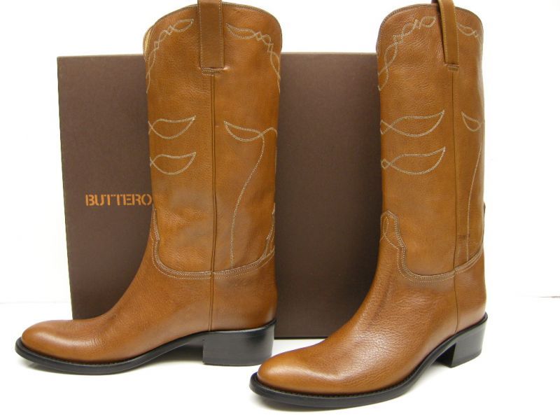 開店記念セール!】 BUTTERO ブッテロ レディース ウエスタンブーツ11 価値 ブラウン ヒールブーツ ブッテロ 39 buttero ブーツ