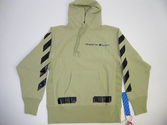 off white champion hoodie green