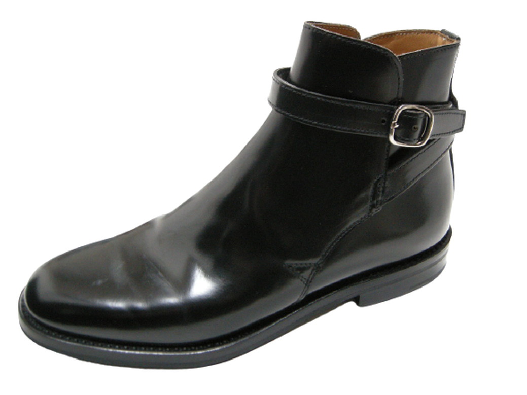 【Church's/チャーチ/MERTHYR W (GI) BLK POLISH A73753 POLISHBINDER/ベルト付きショートブーツ/アンクルブーツ/シューズ/レディース/ブラック/黒/CHURCH】【サイズ35 (22-22.5cm)】