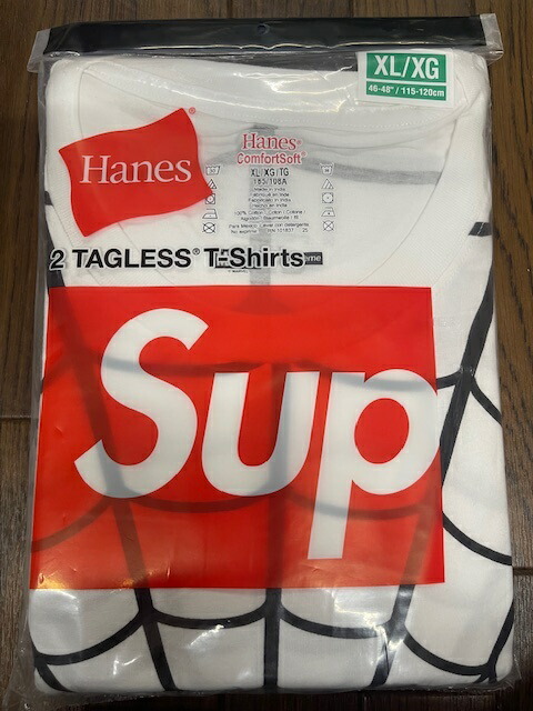 2026SS/Supreme/シュプリーム/Hanes Spider-Man  Tagless Tees 2PACK/ヘインズ  スパイダーマン 曳き船受け答え ティーシャツ/Tee/半袖カットソー/mini box logo白いこと/白/WHITE/大きさXL