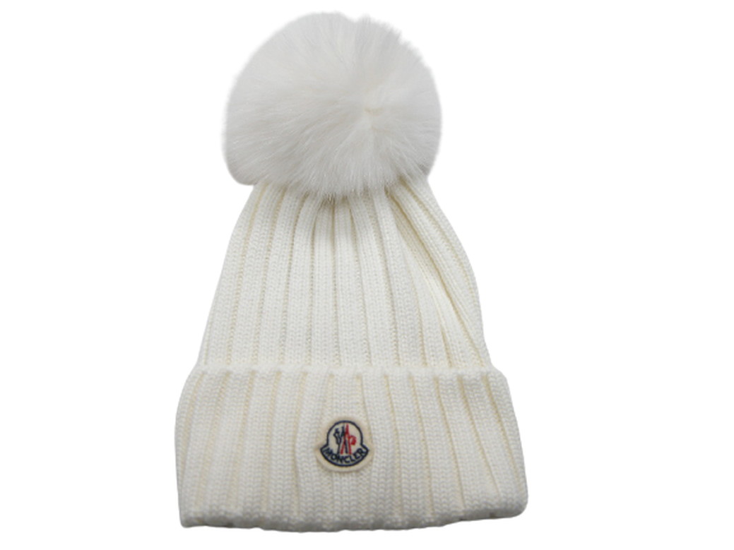 MONCLER モンクレール　キッズLサイズ　アイボリー ニット帽 ホワイト ニットキャップ : アクセサリー & シューズ 向けの