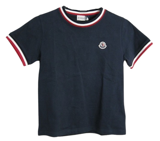 【MONCLER/モンクレール/SS T-SHIRT/ワッペンロゴTシャツ/半袖TEE/カットソー/リンガーT/キッズサイズ8A (130cm 8才前後サイズ)/2022-2023AW/秋冬/778/ダークネイビー系/NAVY/KIDS/ボーイズ/ガール/子供】【I2-954-8C00023-83092】