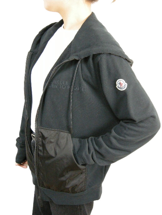 【MONCLER/モンク軌跡/ZIP UP CARDIGAN/ナイロンうつり変わりスウェットパーカー/流汗/流汗/調教師/トレーナー/ナイロン上衣/ナイロンパーカー/メンズ/2022SS/春夏/999/黒いこと/黒/BLACK/大きさL/091-8G00042-899M4】