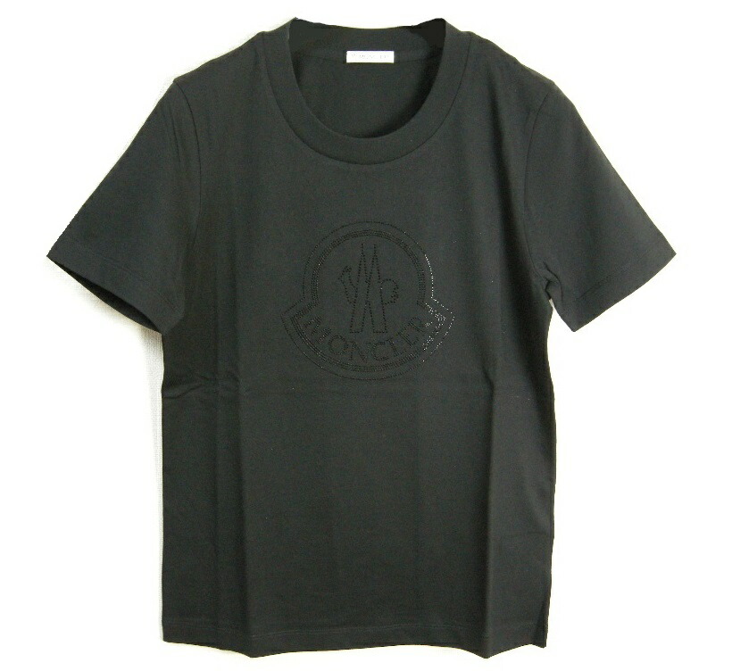 【MONCLER/モンクレール/MAGLIA GIROCOLLO/ラインストーン付きTシャツ/TEE/カットソー/半袖Tシャツ/T-SHIRT/レディース/2023-2024AW/999/ブラック/BLACK/黒/サイズS/M/L】【J2-093-8C00017-829FB】|micce店