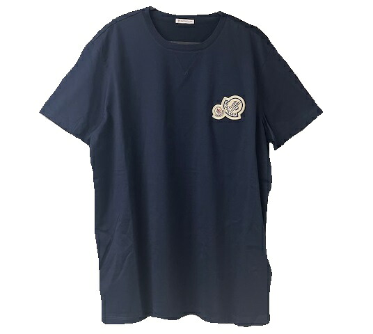 【MONCLER/モンクレール/MAGLIA T-SHIRT/半袖 Tシャツ/TEE/2連ロゴワッペン/ダブルロゴ/DOUBLE LOGO/2025SS/春夏/773/ダークネイビー系/ナイトブルー/メンズ/8C00075-8390Y】【サイズXL】｜micce店