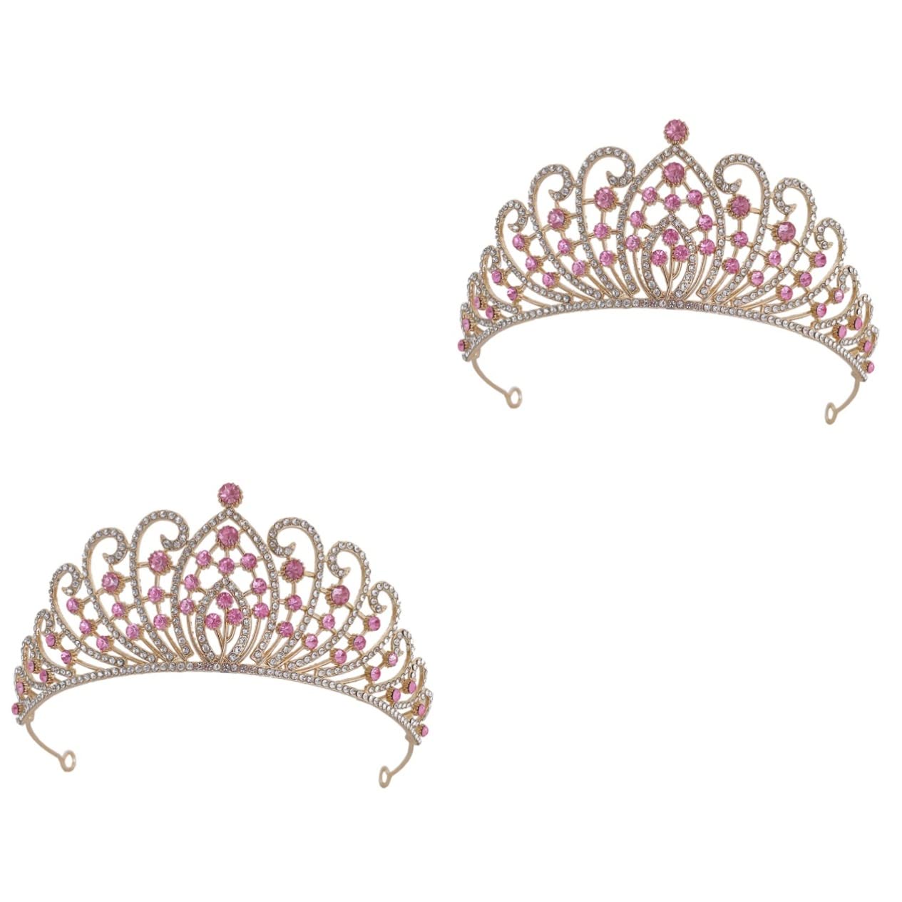2ピース ヘッドピース 花嫁 ウェディング ヘッドピース 花嫁 クラウン トッパー ヘアピース ブライダル クラウン ラインストーン｜michikostore