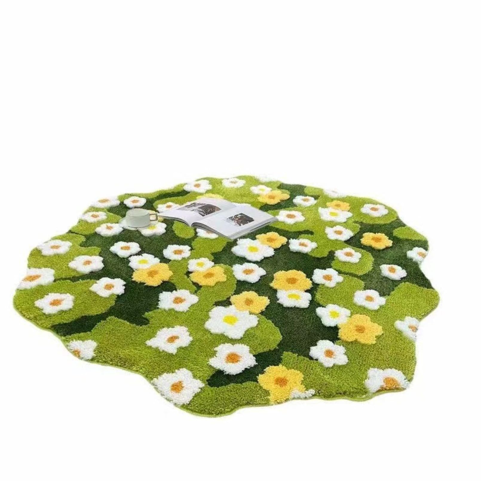 苔引っ敷き フローラル エリアラグ、ラージ 3フート 草木 花 バスルームラグ、3 キュート 緑であること フォレスト 岩礁 素晴らしい プラッシュ 二階建てバスシャワー 引っ敷き、ホンブルグ帽 マイクロ衣料繊維 シャギー 引っ敷き キッズ 臥榻お部屋 リビングお部屋90*91