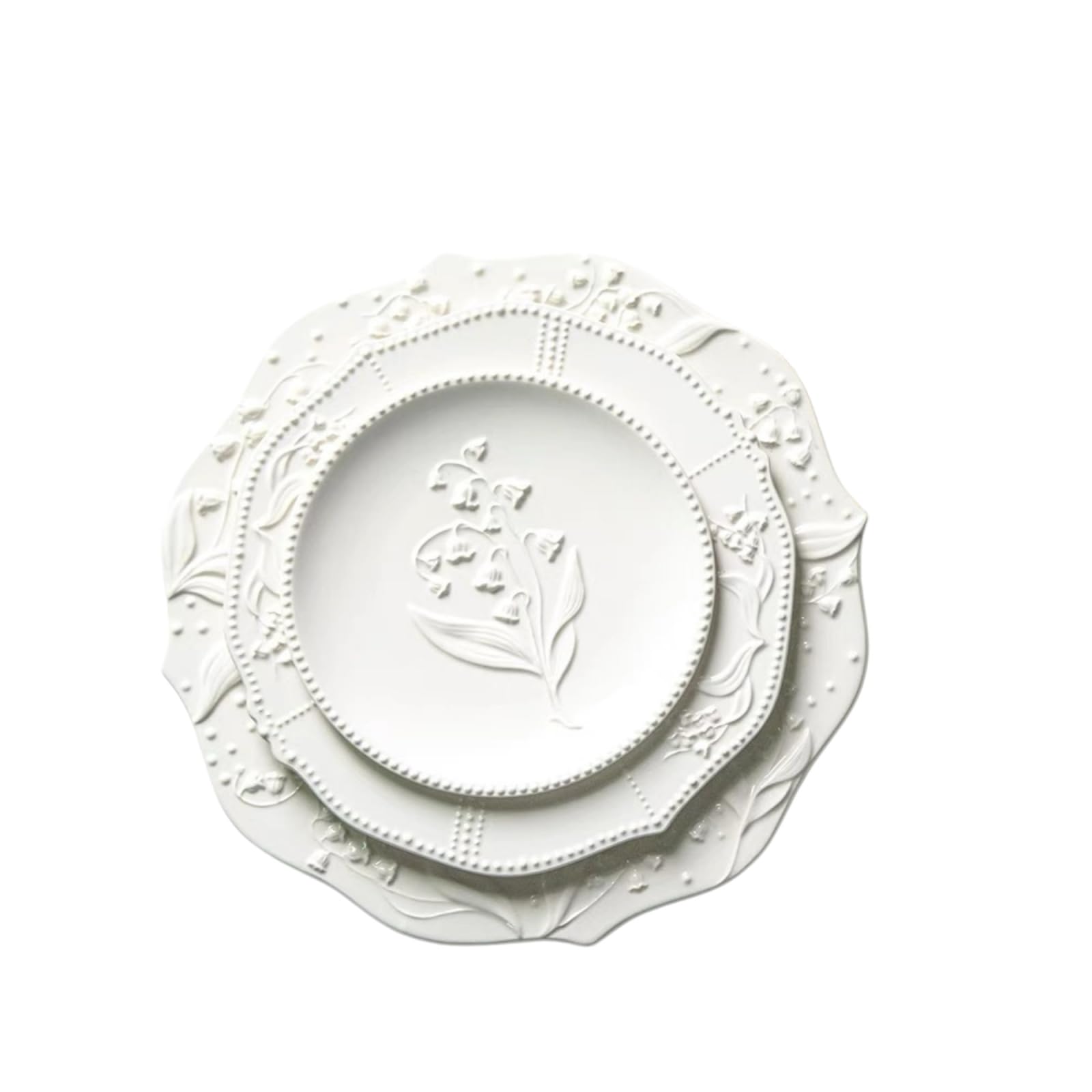 すずらん 一皿 3点仕掛ける 皿 食器 今めかしい 瀬戸もの エン元締め製作 花柄 北欧風 可愛らしい 洋食器 乾荒原皿 食麺麭皿 パスタ皿 取り皿 喫茶店風 室内装飾雑貨 白 白いこと