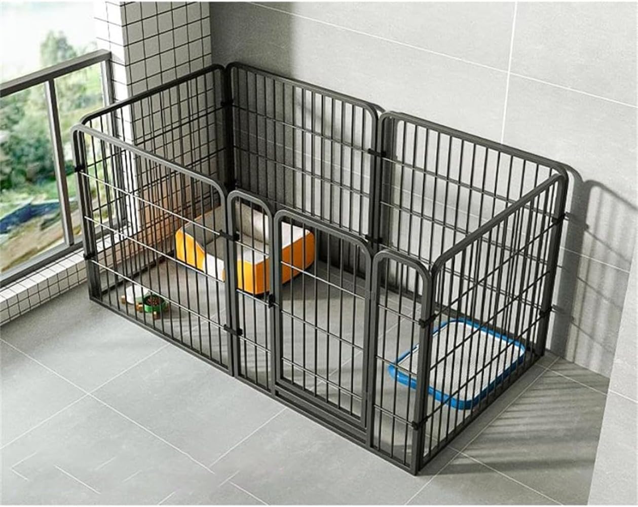 ペットサークル 折りたたみ 室内 屋外 6枚セット ドア付き 犬 ケージ 120&times;60cm 自立 ペットフェンス スチール製 組み立て簡単 角パイプ 頑丈 丈夫 レイアウト自由 間仕切り 柵 小中型犬 滑り止め付 持ち運び便利 コンパクト｜michikostore 8,635円