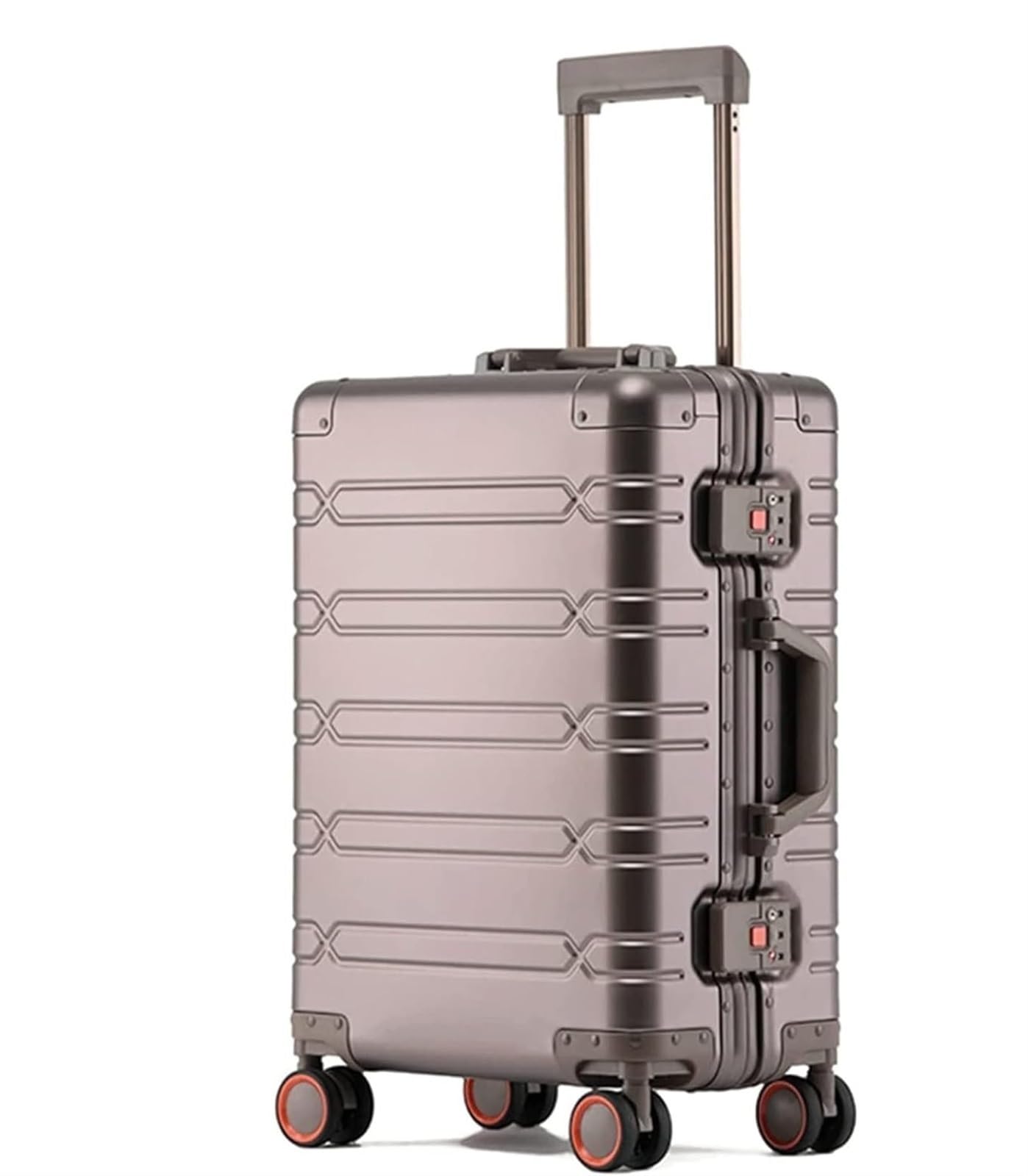 軽銀アロイ 旅行バッグ 持ちはこび入れもの 軽銀 マグネシウムアロイ 上半身 軽さ 牢固たる 静音 8輪 ダブルキャスター TSA鍵を掛ける積み上げる 路面電車入れもの 出張 旅する 24in 52L 中型 しろがね色