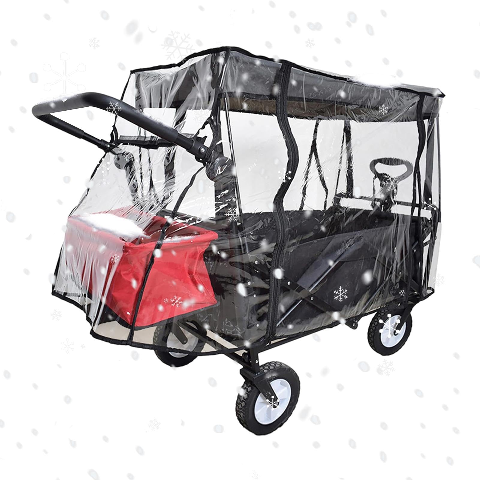 キャリーワゴン レインカバー 透明 キャリーカート カバー 汎用 雨よけ ホコリよけ 雪よけ 防寒 防風 乗り物用 折りたたみ式 持ち運び コンパクト ファスナー付き 視界良好 お出かけ 散歩 キャンプ レジャー ガーデン用品 汚れ防止 ベ｜michikostore