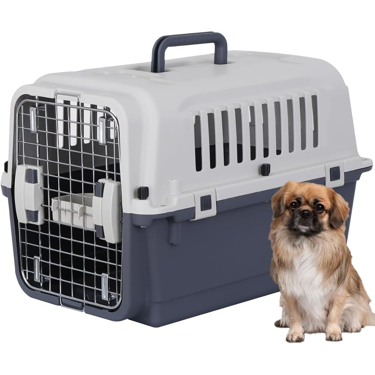 愛玩動物持ちはこび 捉え所の無い クレート 持ちはこび入れもの 中型犬 小型犬 猫 うさぎ 通気性 キャスター付き添い人 手持ち部分付き添い人 扉開閉能力のある 精神的な統合飾り気の無い 移し替える 旅する 通院 不仕合わせ駆け込み寺 愛玩動物棲み家 60.8×39.8×40糎