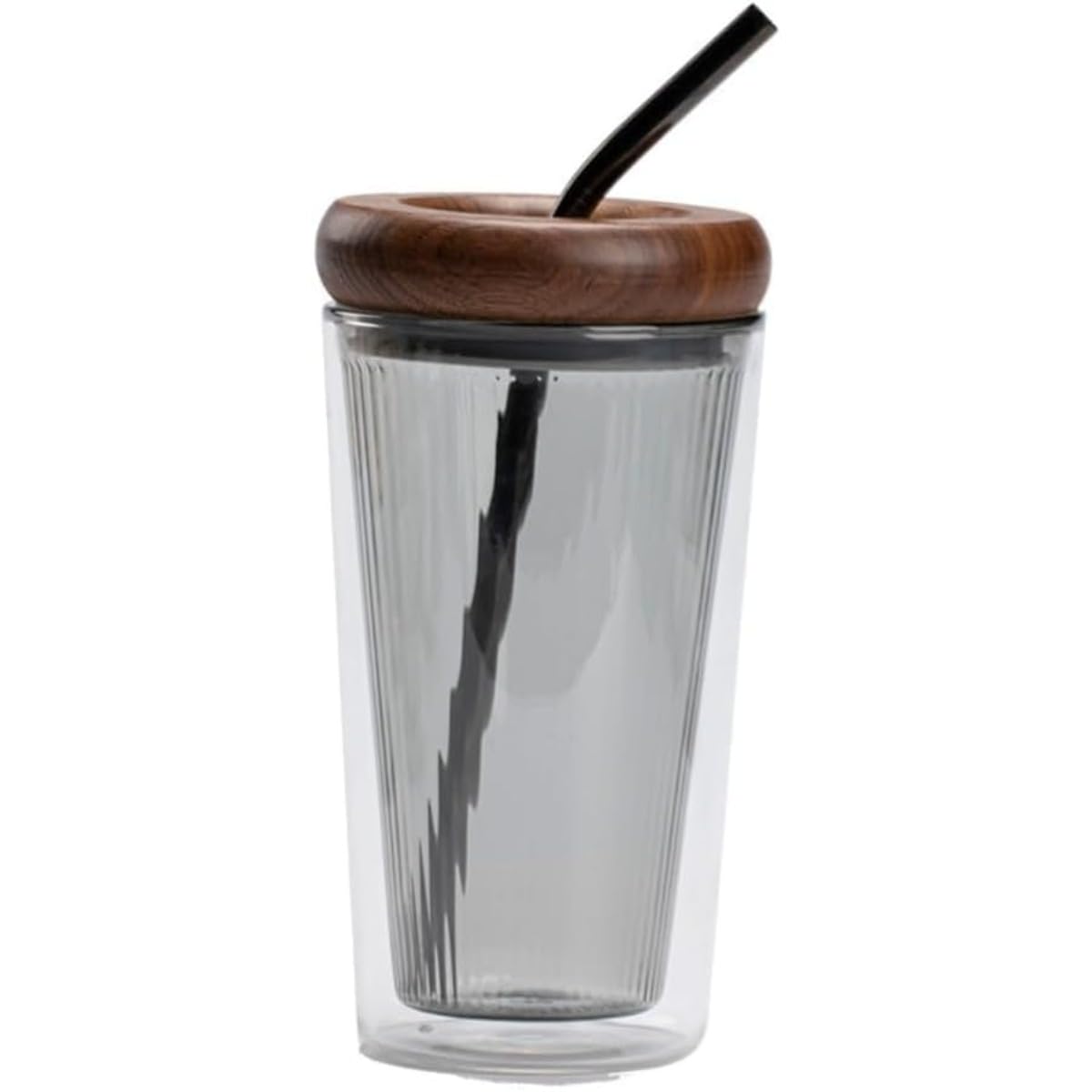 ダブルウォールグラス 500ml 二重水呑み 耐熱硝子 タンプラー 蓋付き添い人 麦わら付き添い人 木製蓋 生まれながら木 今めかしい 保温 保冷 二層社会システム 水呑み せつ然たる 澄み切った 優勝杯 喫茶店 御厨子所備品 差し上げ物 差し上げ物