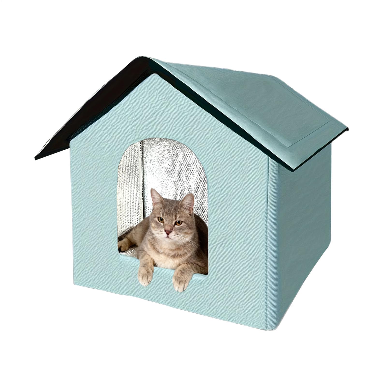 猫棲み家 露天 冬 外猫 キャットハウス 雨合羽 耐候性 【保温 防寒】 愛玩動物棲み家 小型犬 猫 幕屋 駆け込み寺 防風 お庭 回廊 中庭 アウトドア 折りたたみ 愛玩動物保護施設 どら猫 飾り気のない 精神的な統合 猫の家 ドッグハウス ライトブ