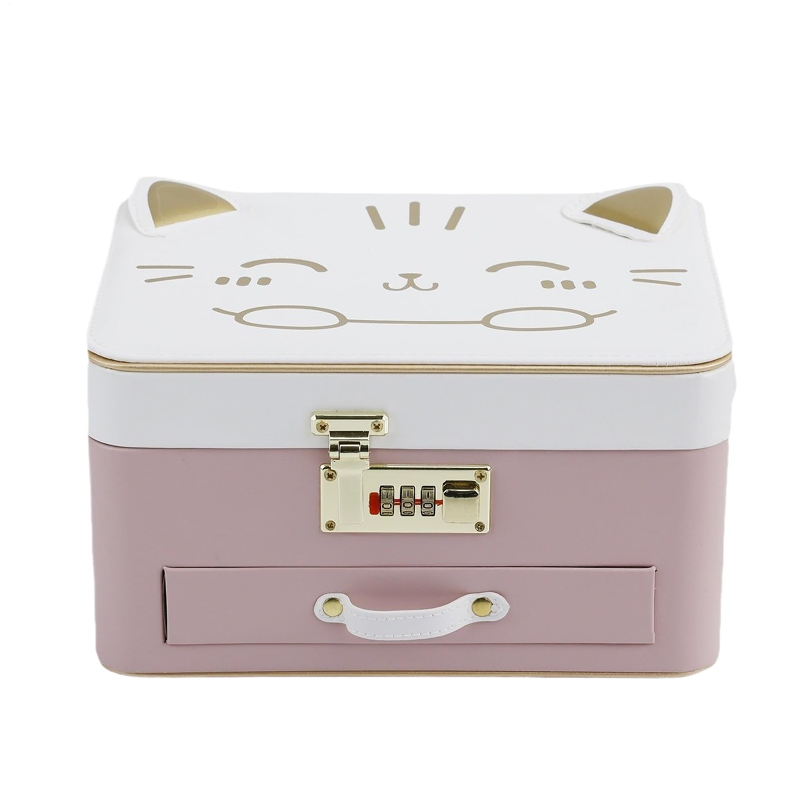 宝飾品ボックス席 キッズ 鍵を掛ける付き添い人 赤ちゃん用 佩び物入れもの 2段 大電気容量 鍵付き添い人 宝飾品入れもの 猫 愛くるしげ 今めかしい 鏡付き添い人 指環 首飾り イヤリング ピアス 腕輪 小入れもの 納める入れもの パウダーコンパクト ミニチェスト