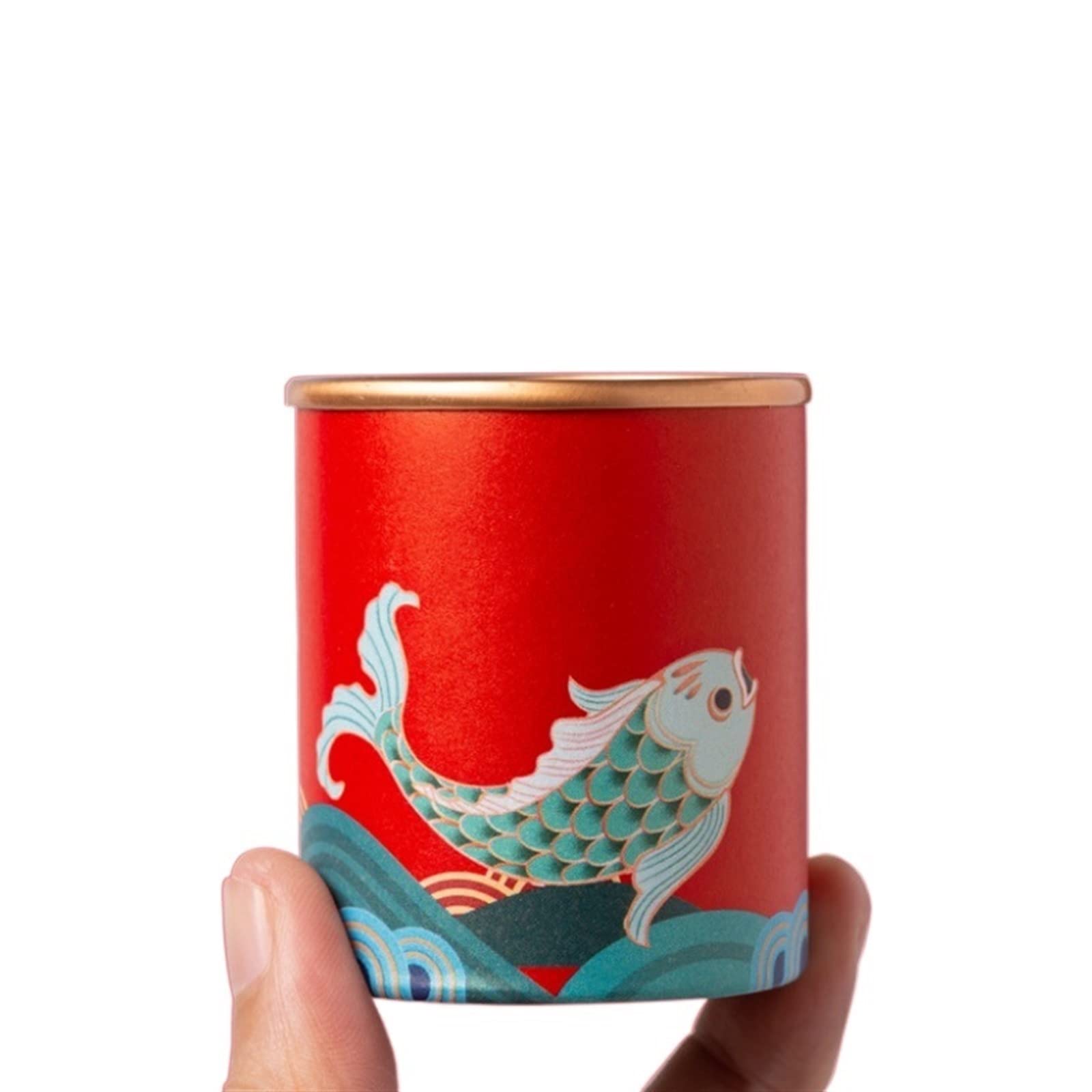 茶筒 今めかしい ティーキャディ 和風 鯉柄 茶缶 密封入れもの 茶の葉 保護すること入れもの 小型 小入れもの 卓上 納める 携帯型 茶葉 素っ気ないフルーツ 和雑貨 室内装飾雑貨 赤いこと