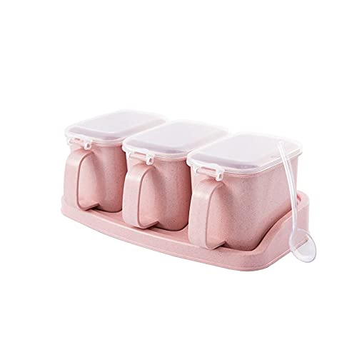 調味料入れ 仕掛ける 調味料入れもの 調味料ボックス席 3個仕掛ける お匙付き添い人 蓋付き添い人 可塑性物質 御厨子所納める 今めかしい 保護すること入れもの スパイス瓶 ストッカー サクラ色