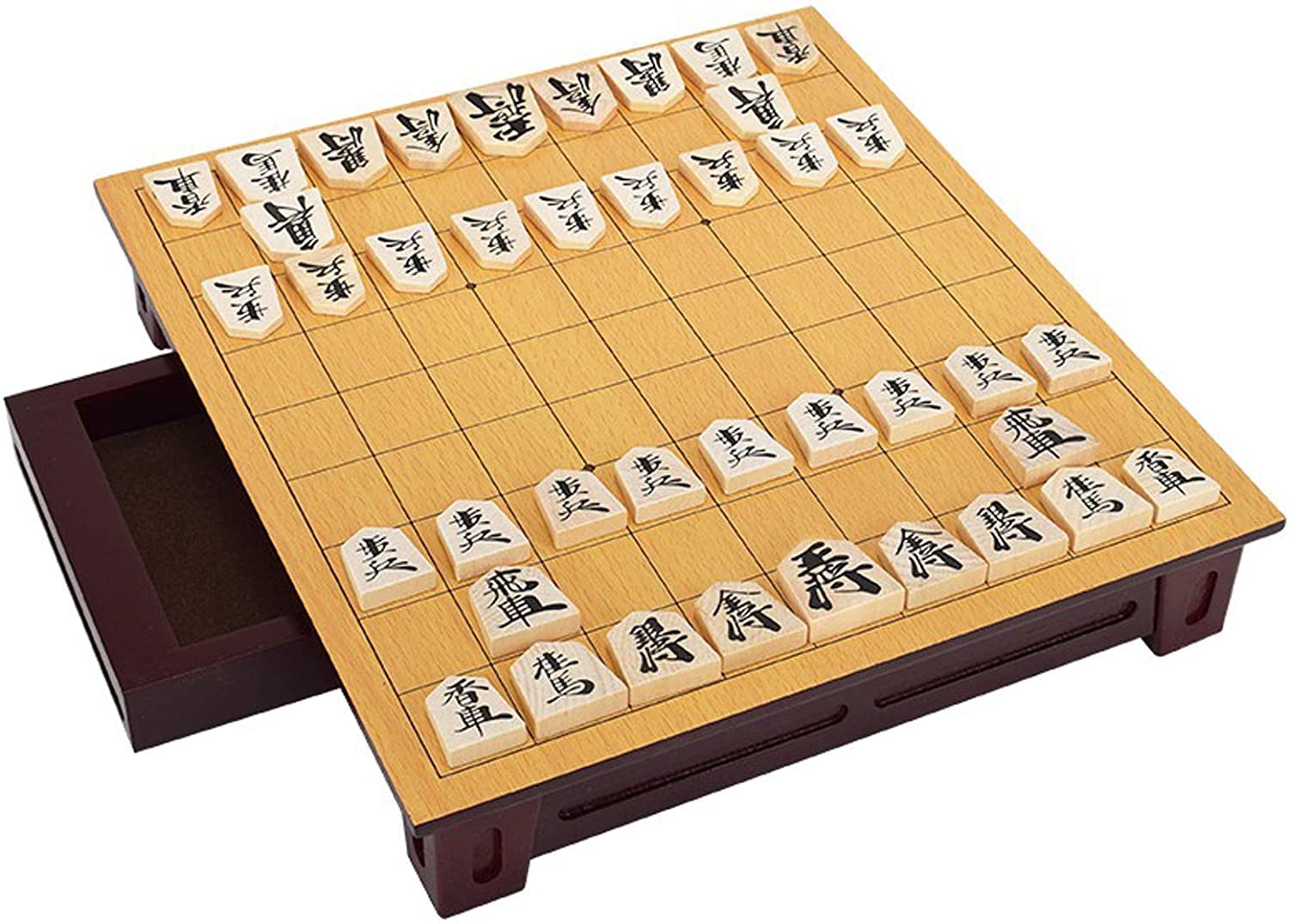 沿岸 - 伝統的なゲーム - 日本のチェスゲームセット - 引き出しと42ゲームの作品付きの木製ボード - 日本ギフト - 旅行チェスセット日本のギフト、270 250 50｜michikostore