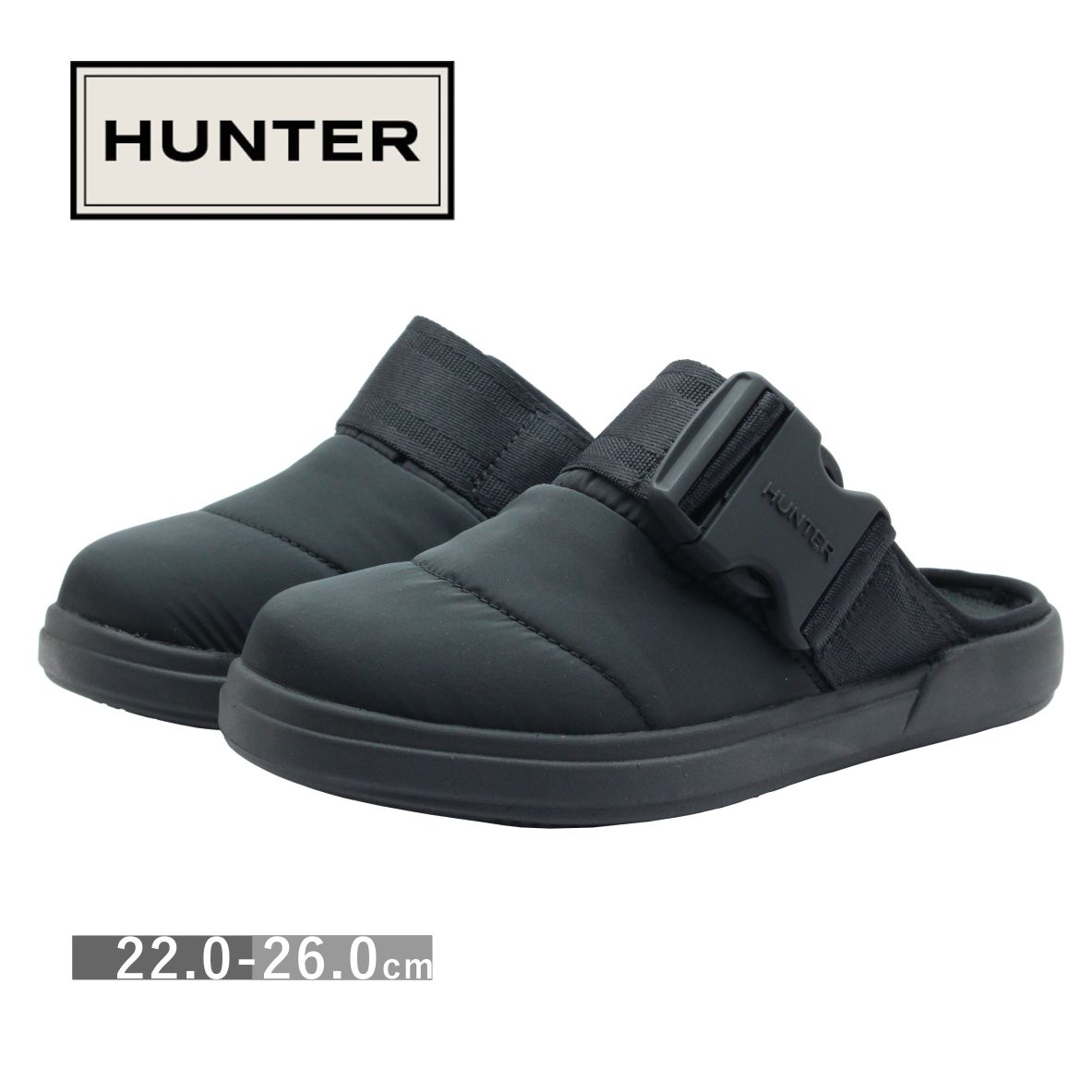HUNTER ハンター レディース サンダル WFF 2001 WWU WOMENS IN/OUT TOPCLIP MULE SLIPPER インアウトトップクリップミュールスリッパ 靴 黒 ブラック｜ミッキー靴店
