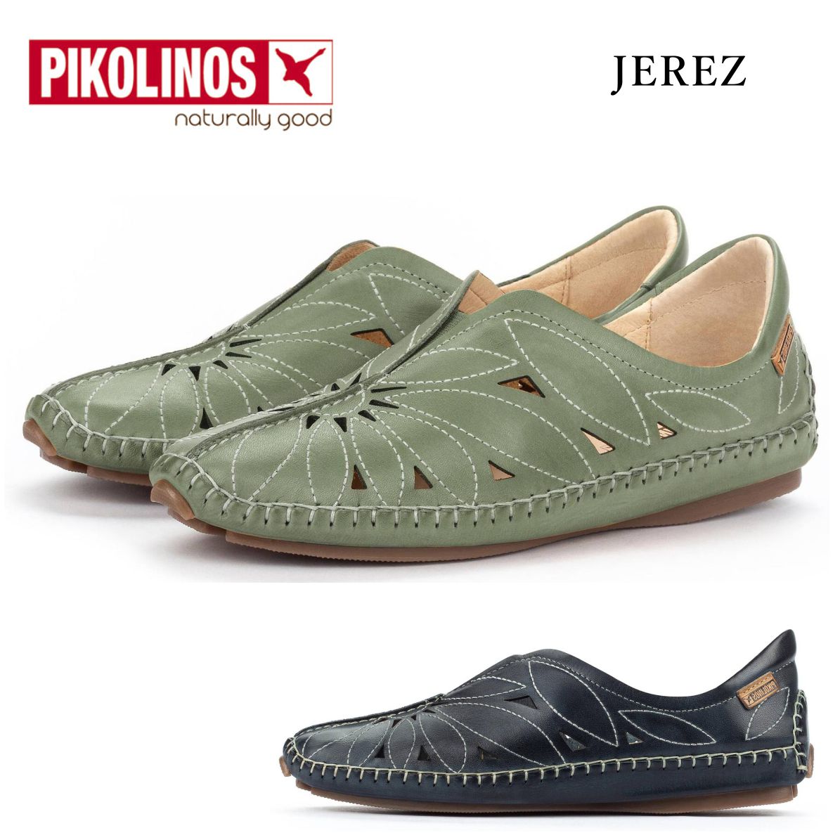 ピコリノス PIKOLINOS レディース ドライビングシューズ スリッポン パンチング PK-611 本革 ゴム レザー JEREZ 578-7399 スペイン|ミッキー靴店