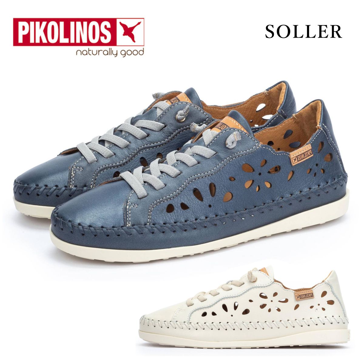 ピコリノス PIKOLINOS レディース なめし革 シューズ スリッポン パンチング PK665 本革 予防医学紐 SOLLER W8B 6550 靴 エスパニア