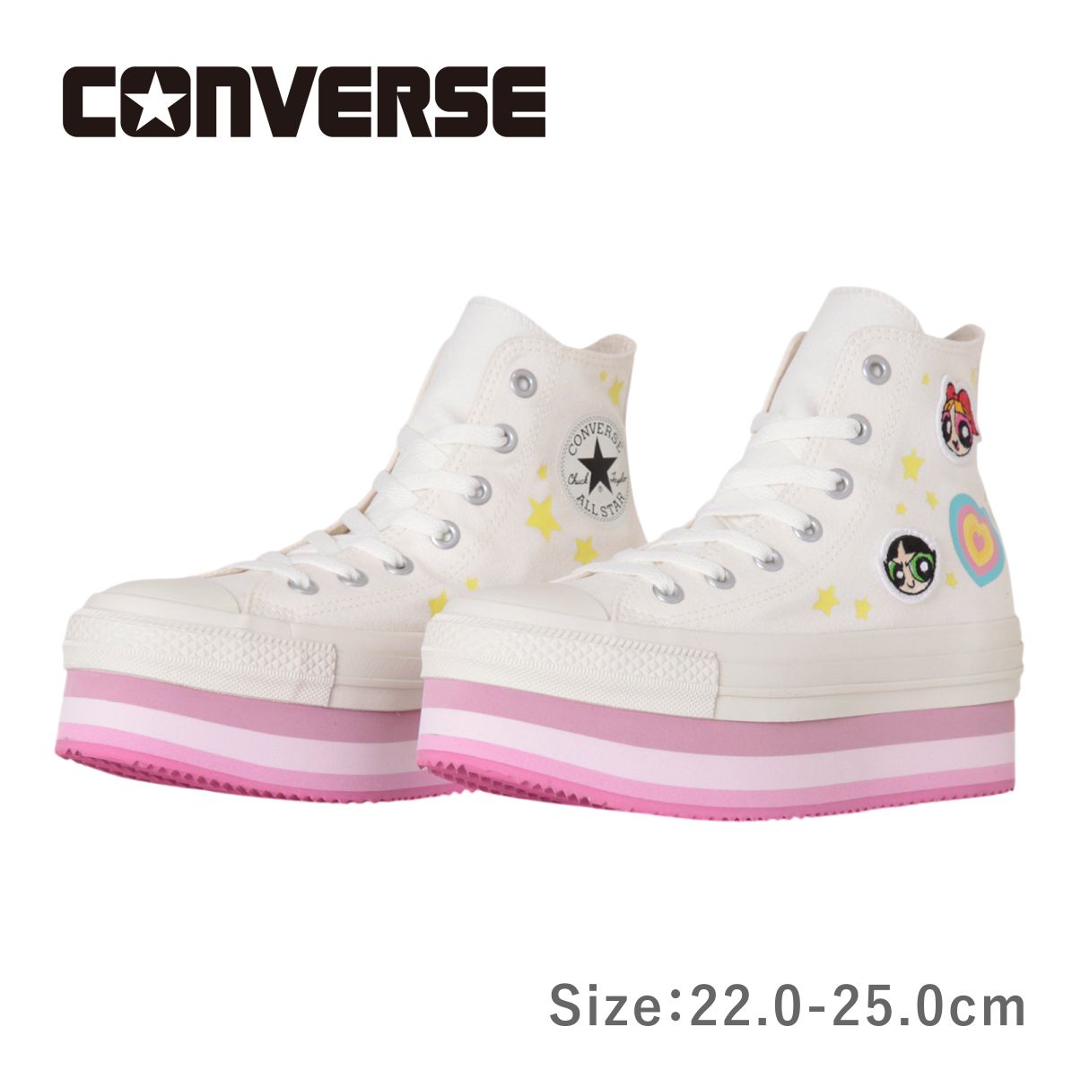 ALL STAR CHUNKYLINE HI / THE POWERPUFF GIRLS オールスター チャンキーライン ハイ パワーパフ ガールズ レディース スニーカー コンバース 靴 白 ホワイト
