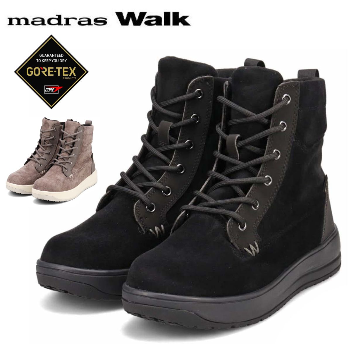 マドラスウォーク madras Walk レディース スノーブーツ MWL2235 ご機嫌とり捨てる 防滑 雨合羽 ゴアテックス 厚底レースアップブーツ