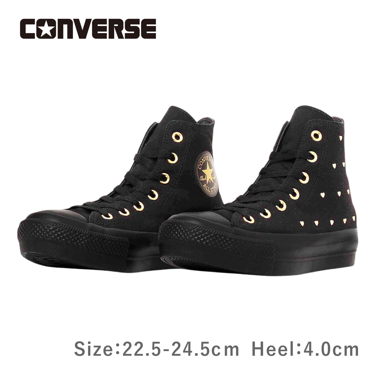 ALL STAR PLTS HEARTSTUDS HI オールスター ハートスタッズ ハイ レディース スニーカー ブラック 厚底 靴|ミッキー靴店