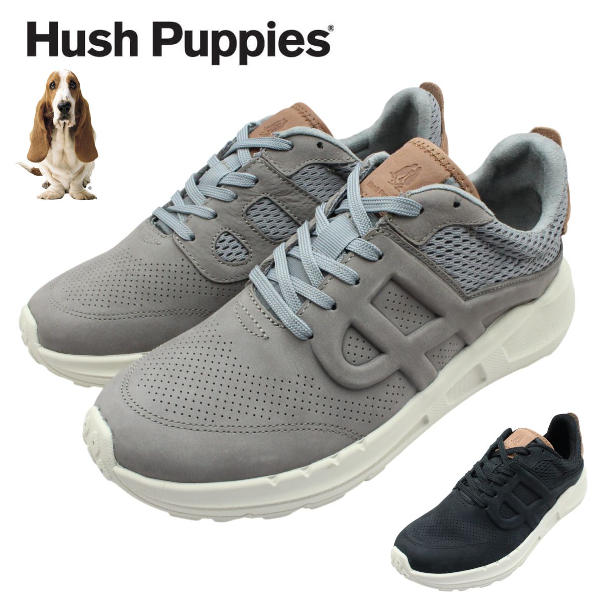Hush Puppies ハッシュパピー メンズ レザー スニーカー ウォーキングシューズ HPM10762 10764 紐靴 本革 SEVENTY8 LTHR RUNNER|ミッキー靴店