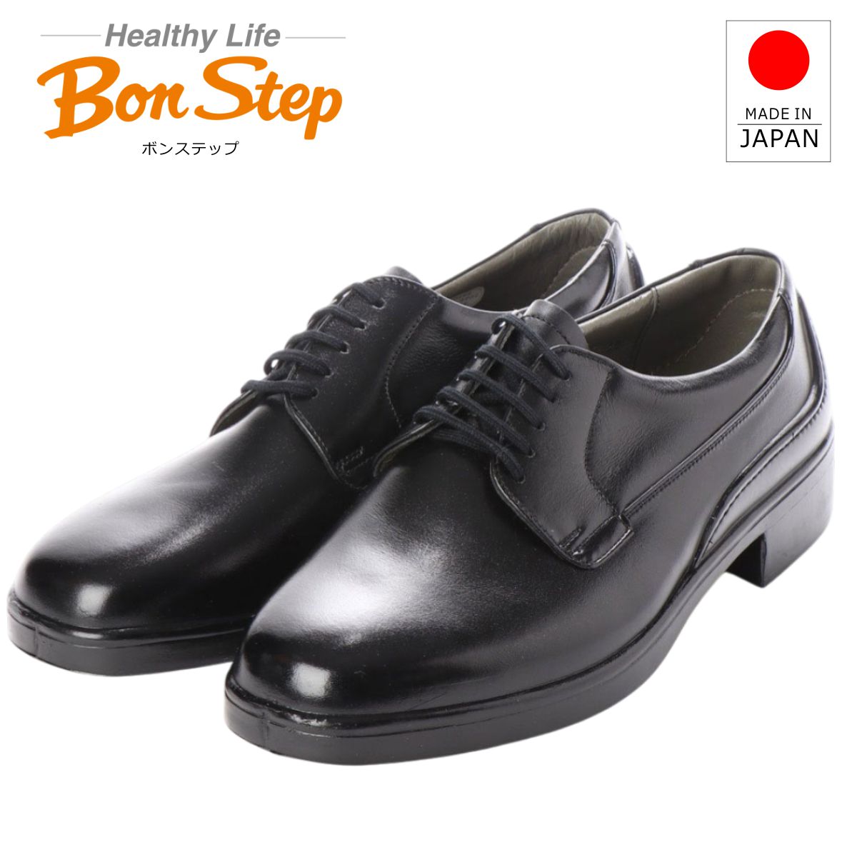 ボンステップ Bon Step メンズ レザー ビジネスシューズ 2207 本革 幅広 4E プレーントゥー コンフォート 日本製 大塚製靴 紐 ブラック 黒 【お取り寄せ商品】｜ミッキー靴店