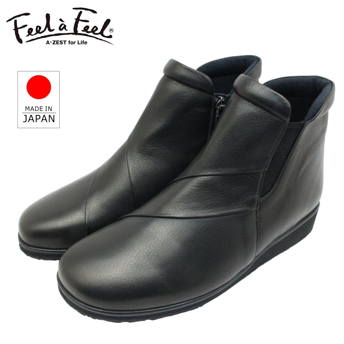 Feel a Feel フィール ア フィール レディース なめし革 スノーシューズ 1802 幅ひろい5E 姿勢ジッパー コンフォート 本革 靴 遊撃手ブーツ 日本製