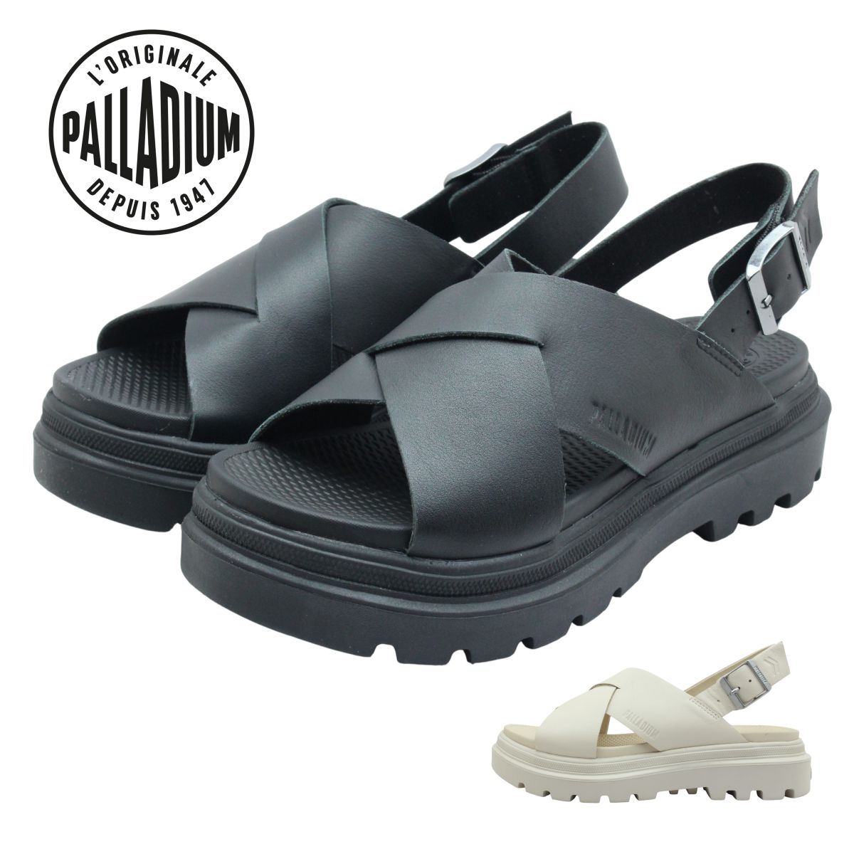PALLADIUM パラディウム 94461 レディース サンダル PALLACRUISE CROSSED バックストラップ 本革 厚底 靴|ミッキー靴店