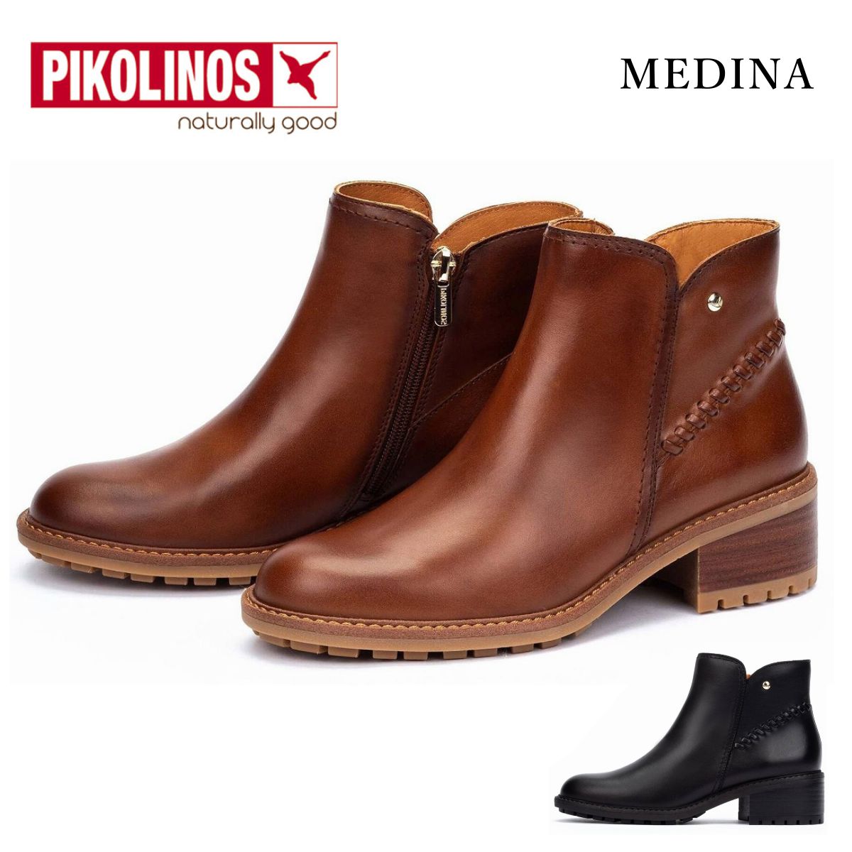 ピコリノス PIKOLINOS レディース なめし革 シューズ  遊撃手ブーツ PK-737 本革 片方チャック MEDINA メディナ エスパニア