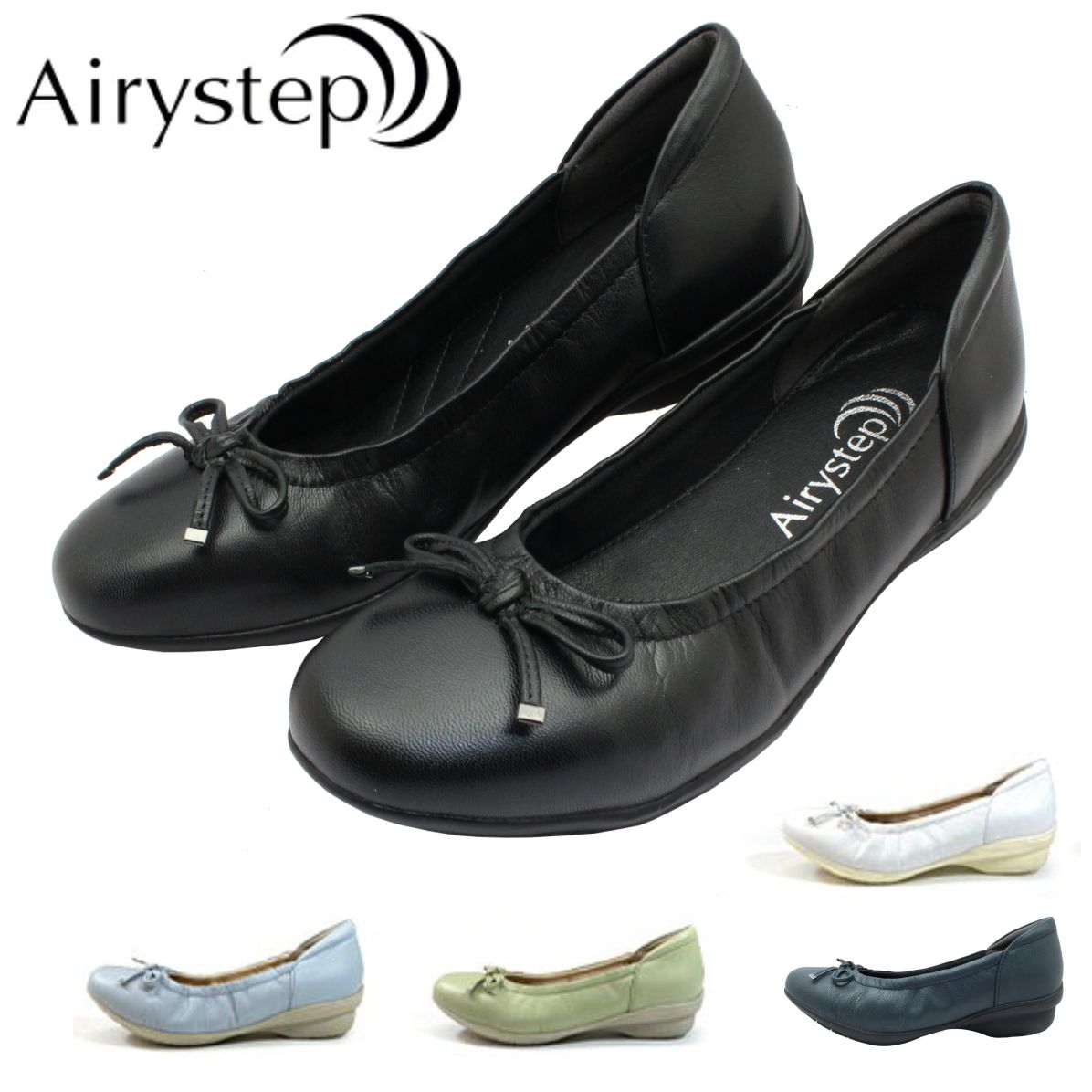 Airystep エアリーステップ レディース バレエシューズ 3551 3E パンプス フラット 本革 レザー