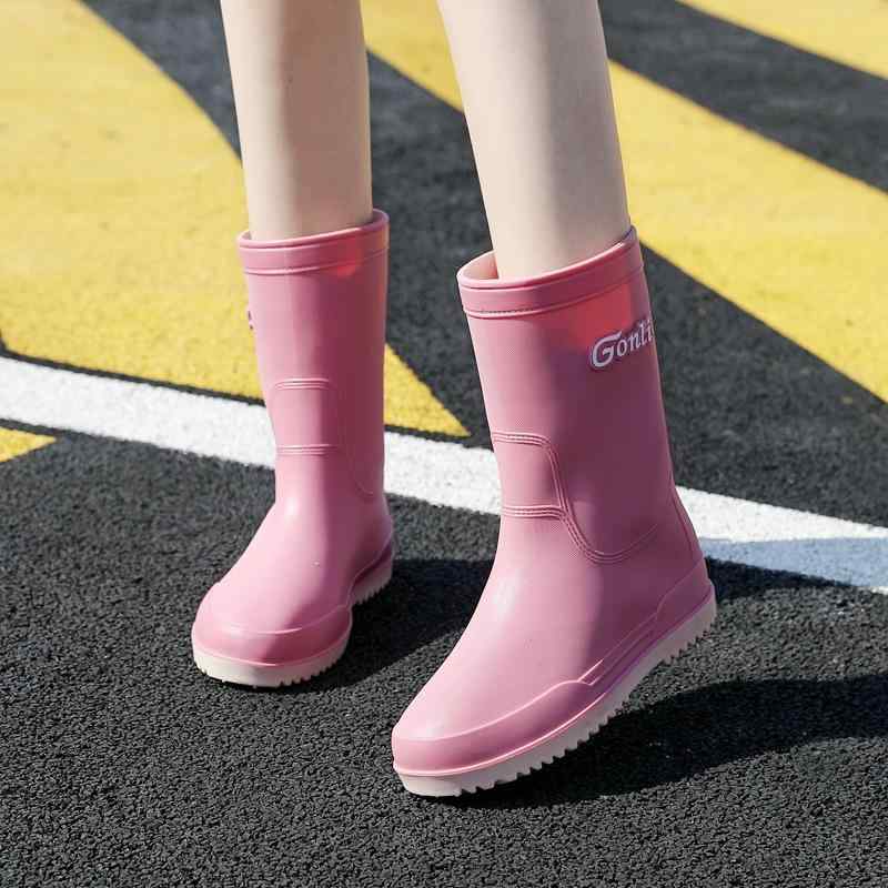 レインブーツ レディース 大人用 ミドル丈 おしゃれ かわいい 韓国 厚底 滑り止め PVC ピンク系 グレー 杏色(x2)