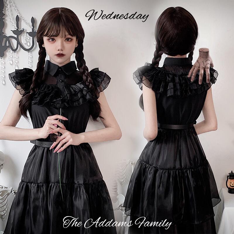 楽天市場】ハロウィン 衣装 ワンピース ウェンズデー レディース