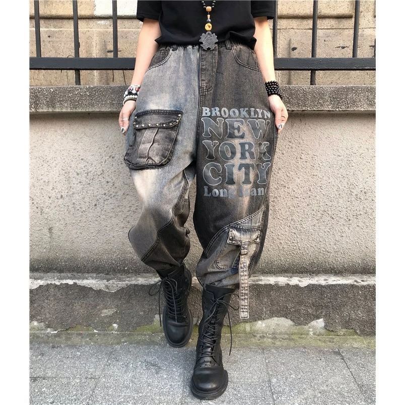 デニム ジーンズ デニムサルエルパンツ ウエストゴム デニムパンツ レディース ゆるパン