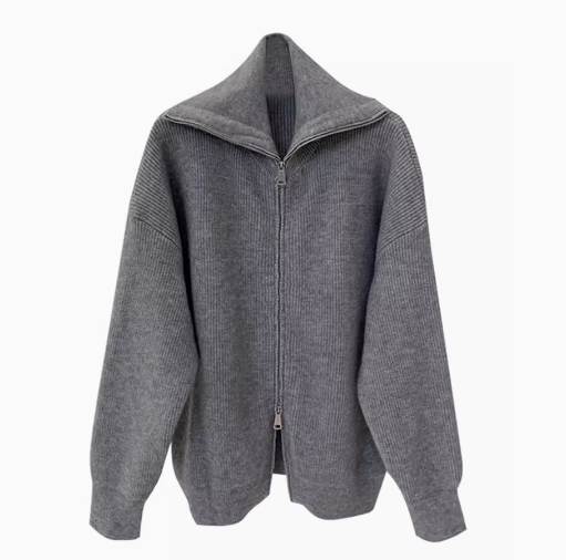 トップス きれいめ トップス ニット 前開き レトロ 長袖 クール かわいい おしゃれ 無地 タートルネック 上品 アウタ